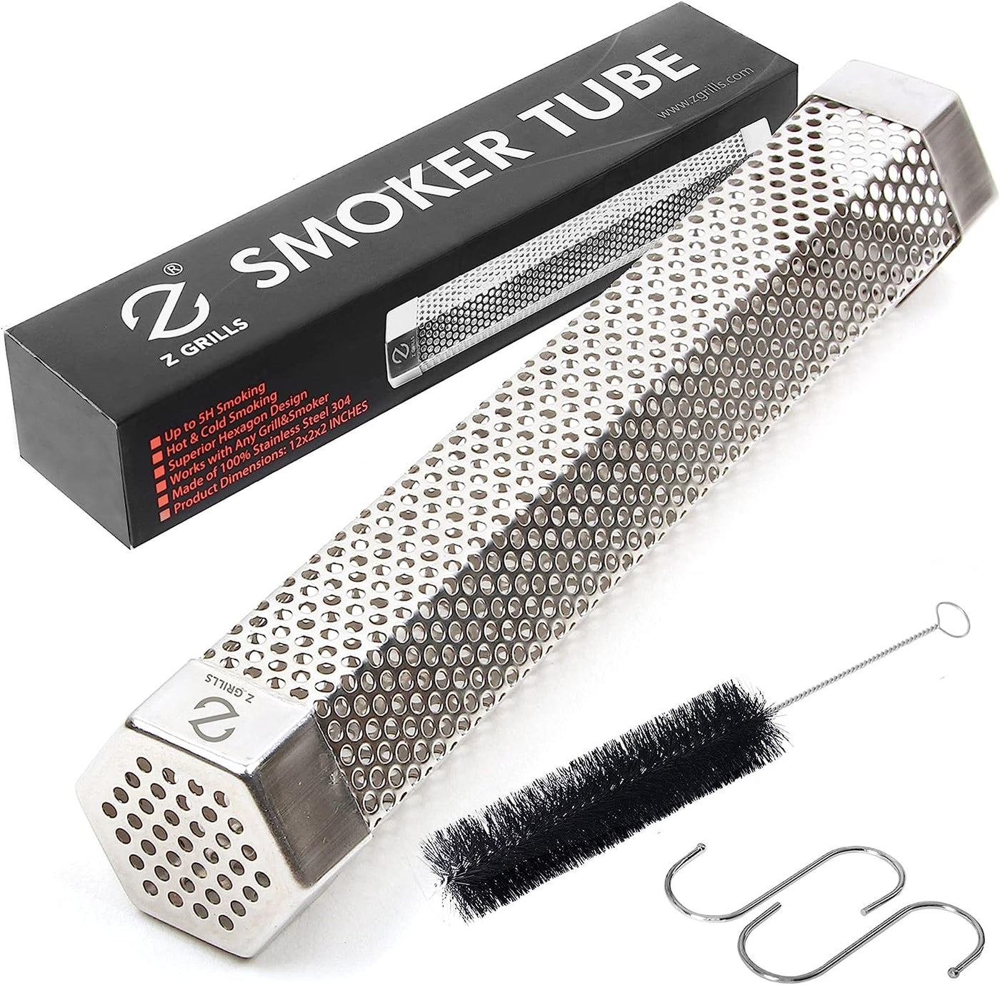 Pellet Smoker Tube for Pellet Grill,12 inch Stainless Steel BBQ Wood Pellet Tube Smoker Box Smoking Tubes for A Pellet Smoking,5 Hours of Billowing