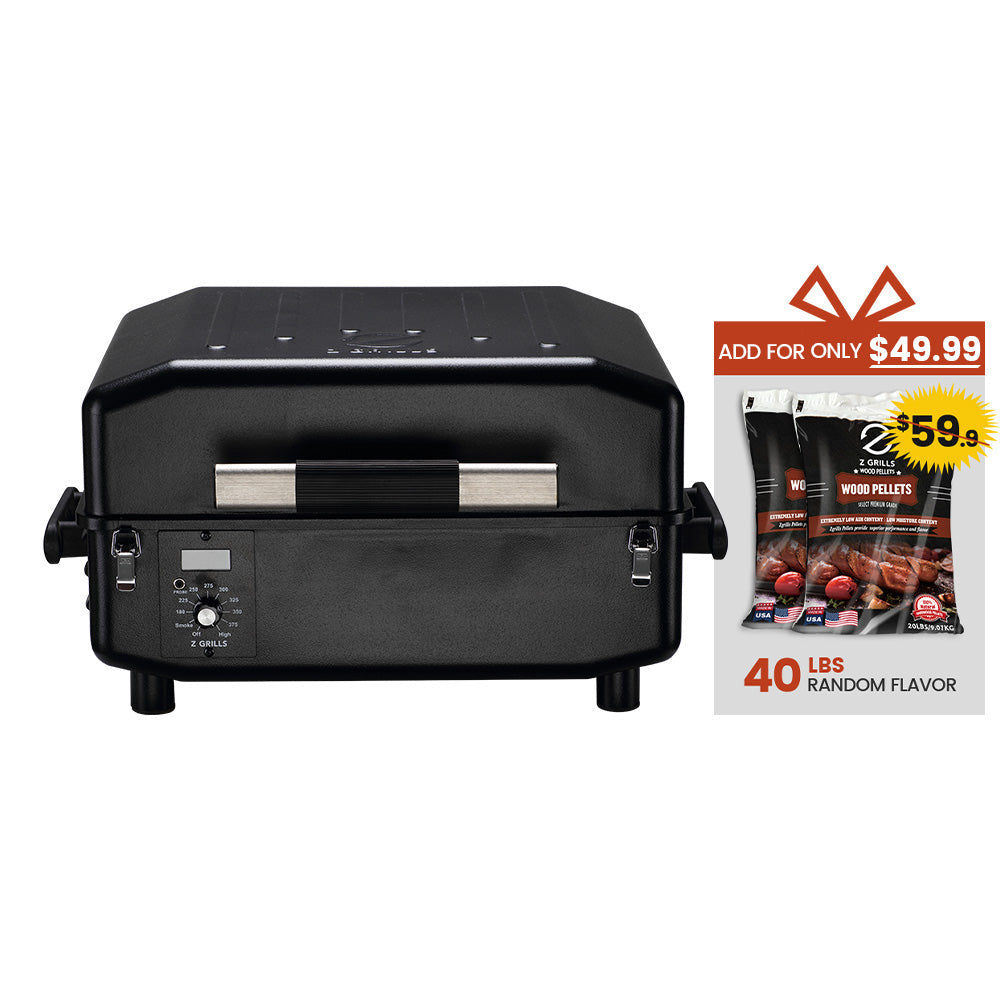 Z Grills ZPG-200A Portable Pellet Grill & Electric Smoker Camping BBQ Combo with Auto Temperature Control, Black